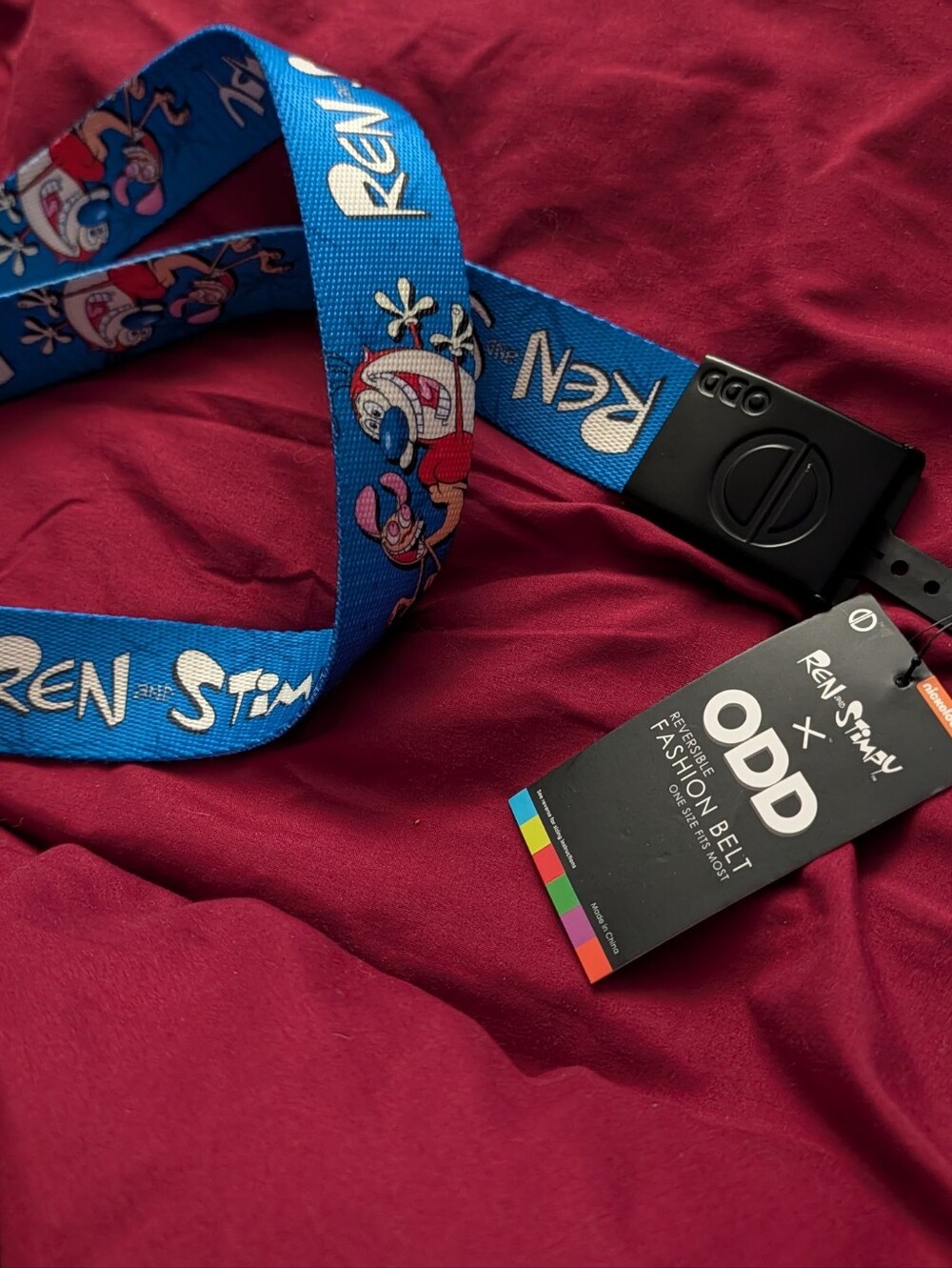 NWT Odd Sox x Ren & Stimpy Reversible Belt - Nickelodeon 90s